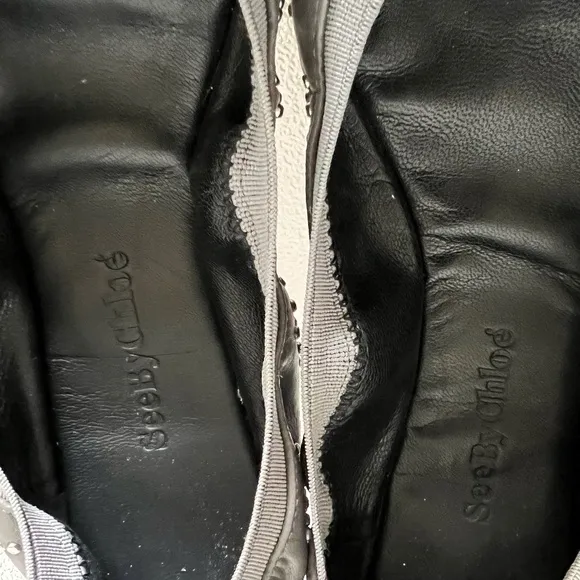 See By Chloe Gray Studded Leather Ballet Flats Size 6.5