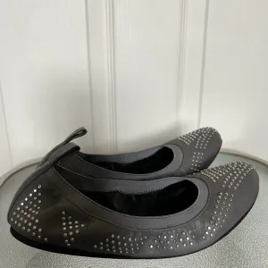 See By Chloe Gray Studded Leather Ballet Flats Size 6.5