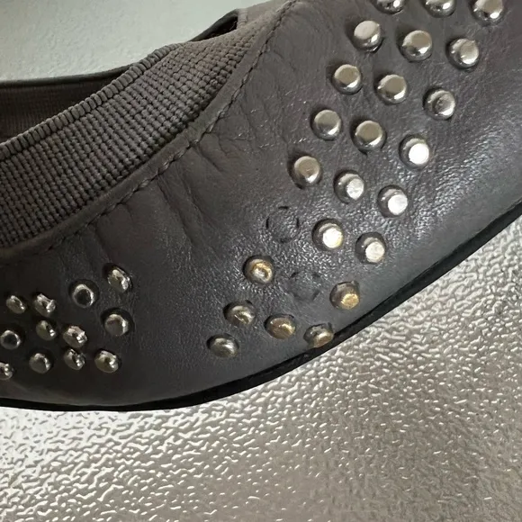 See By Chloe Gray Studded Leather Ballet Flats Size 6.5