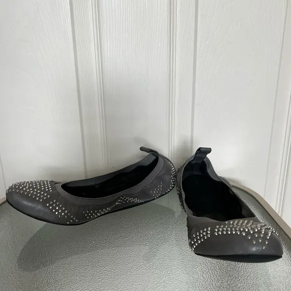 See By Chloe Gray Studded Leather Ballet Flats Size 6.5
