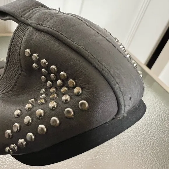 See By Chloe Gray Studded Leather Ballet Flats Size 6.5