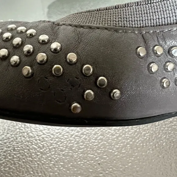 See By Chloe Gray Studded Leather Ballet Flats Size 6.5