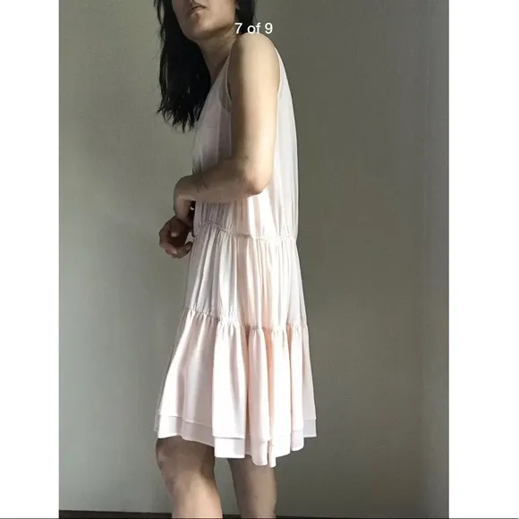 See by Chloe silk ruffle dress nude blush pink