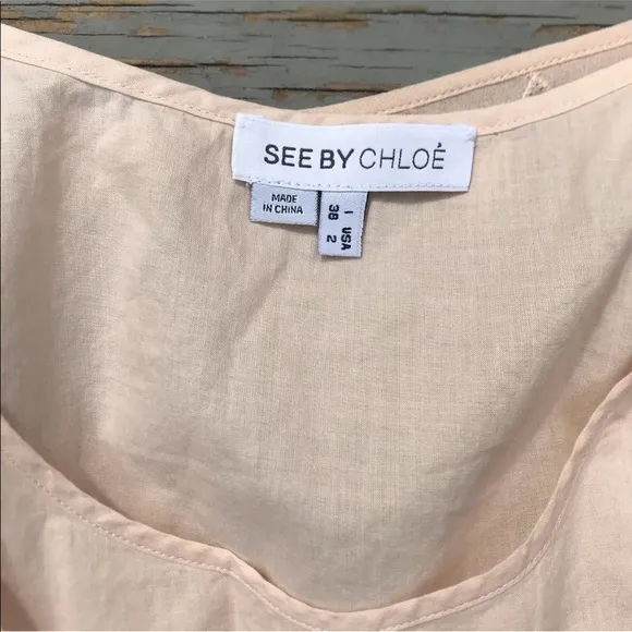 See by Chloe silk ruffle dress nude blush pink
