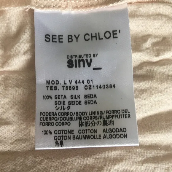 See by Chloe silk ruffle dress nude blush pink