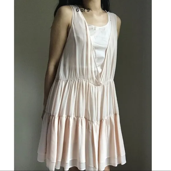 See by Chloe silk ruffle dress nude blush pink