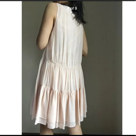 See by Chloe silk ruffle dress nude blush pink