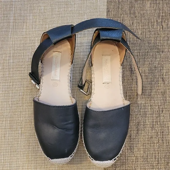 SeeBy Chloé Black Leather Espadrilles
