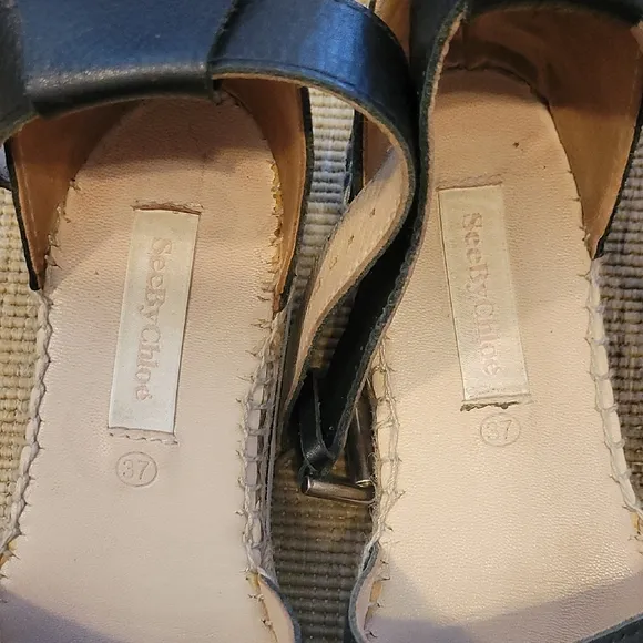 SeeBy Chloé Black Leather Espadrilles