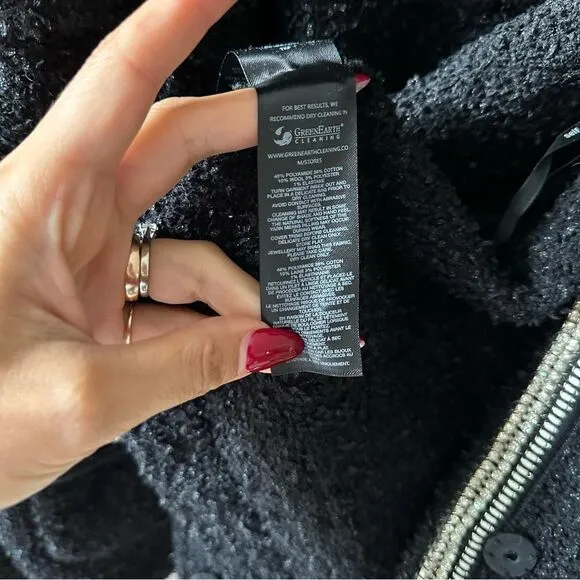 SELF-PORTRAIT Black Tape Knit Crystal-Embellished Bouclé Cardigan