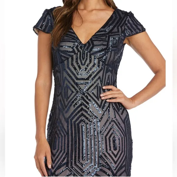Sequined V-neck gown