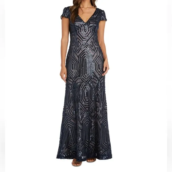 Sequined V-neck gown