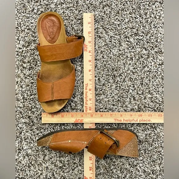 Sergio Tomani Women’s Leather Camel Flat Sandals Size 39