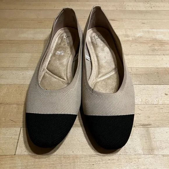 Seychelles Womens Tippy Wides Knit Foam Ballet Flats Size 10 WIDE Beige SP EXC