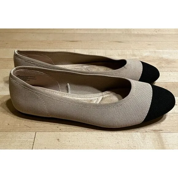 Seychelles Womens Tippy Wides Knit Foam Ballet Flats Size 10 WIDE Beige SP EXC