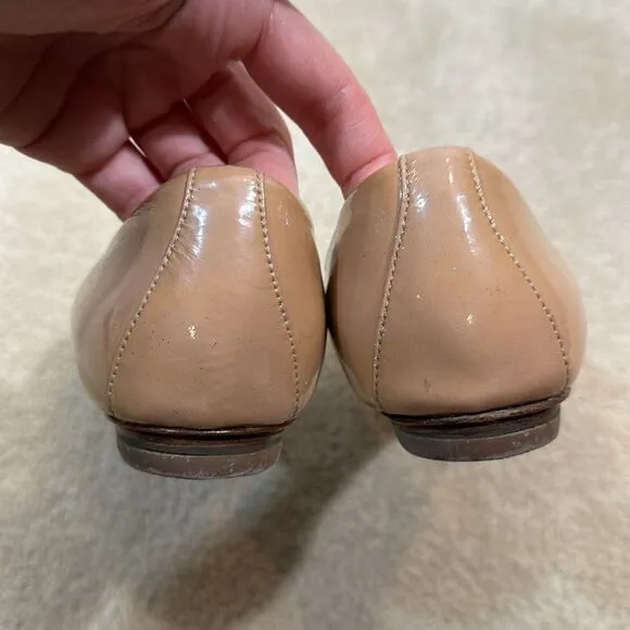 Sigerson Morrison Leather Flats Patent Ballet Tan Brown Women Size 9.5