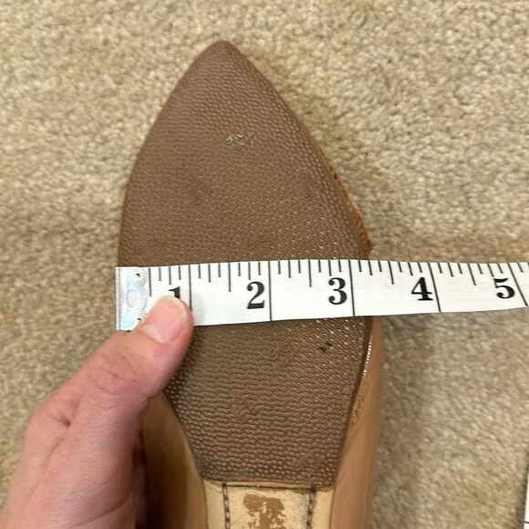 Sigerson Morrison Leather Flats Patent Ballet Tan Brown Women Size 9.5