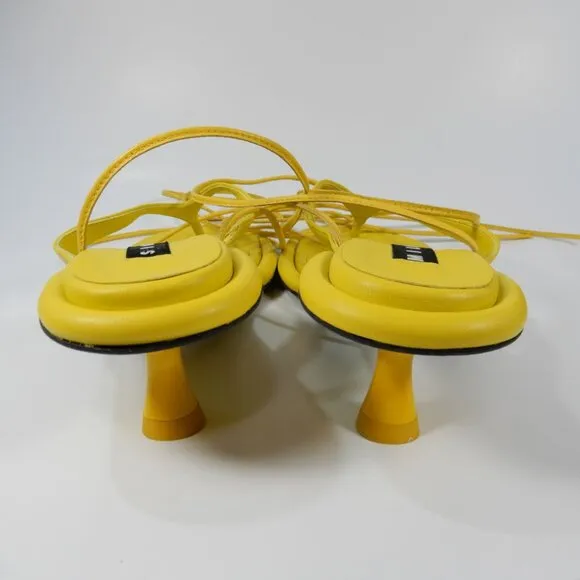SIMON MILLER Beep Ankle Wrap Thong Sandals Size 6 Citron Kitten Heel NEW $465