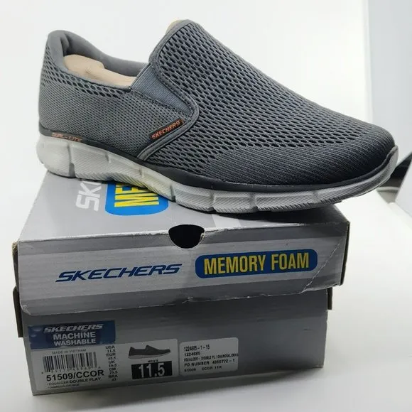 Skechers Equalizer Double Play Slip On Loafers 51509 Charcoal Orange Mens 11.5