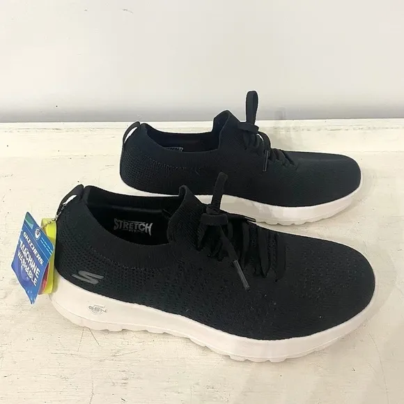 Skechers Go Walk Joy Black Slip On Knit Comfort Sneakers, Women's Size 6