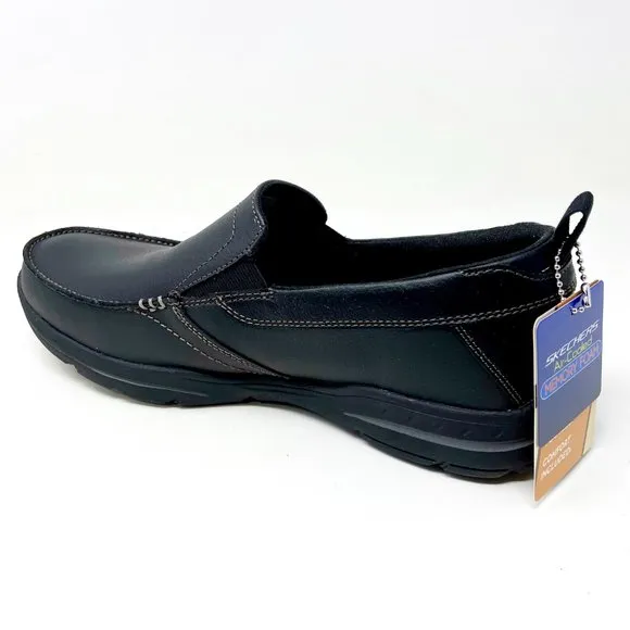 Skechers Harper Forde Black Relaxed Fit Mens Slip On Shoes Loafers