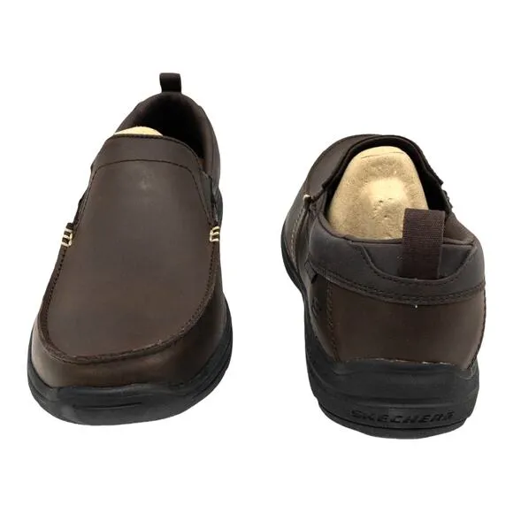 Skechers Relaxed Fit Leather Harper Forde Slip On Loafers Men's 10 Dark Brown