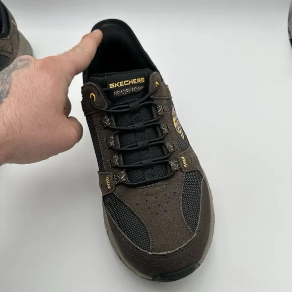 Skechers Slip Ins Mens 9 Oak Canyon Consistent Winner Sneakers Brown Black Trail