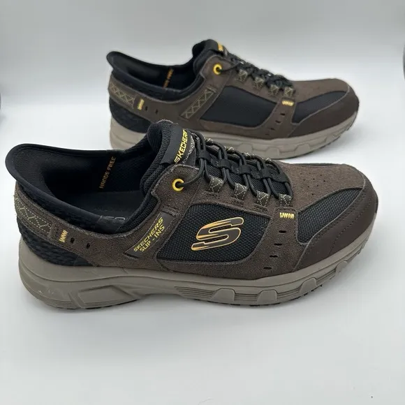 Skechers Slip Ins Mens 9 Oak Canyon Consistent Winner Sneakers Brown Black Trail