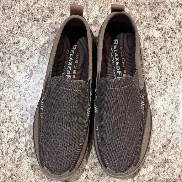 SKECHERS Superior Milford Relaxed Fit Memory Foam Loafers Brown Men's 11.5
