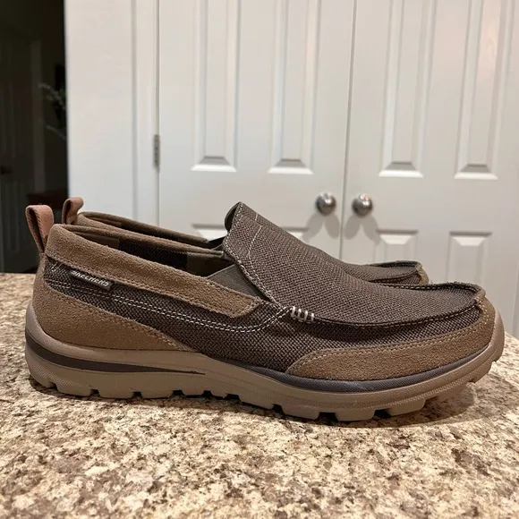 SKECHERS Superior Milford Relaxed Fit Memory Foam Loafers Brown Men's 11.5