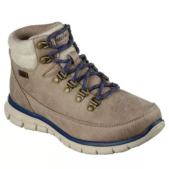 SKECHERS TAUPE &amp; BLUE HIKING BOOTS