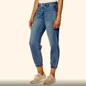 Skinnygirl Cheryl Jogger Jeans with zipper pockets, size 27/4