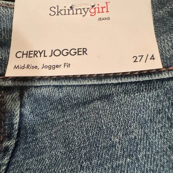 Skinnygirl Cheryl Jogger Jeans with zipper pockets, size 27/4
