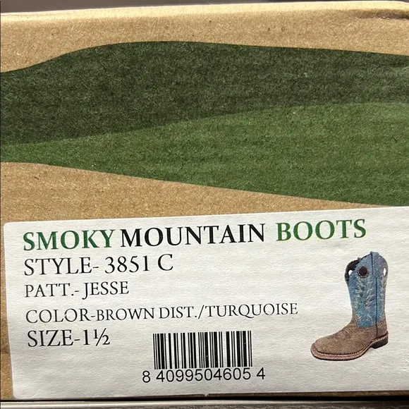 Smoky Mountain Youth Jesse Western/Cowboy Boots (Brown/Turquoise) - Size 1.5