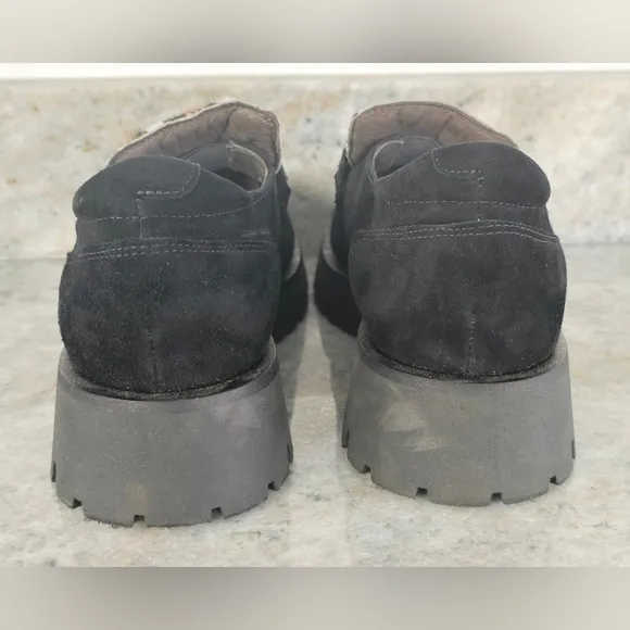 Softwaves Leopard Print Black Suede Loafers Size 40.5/10