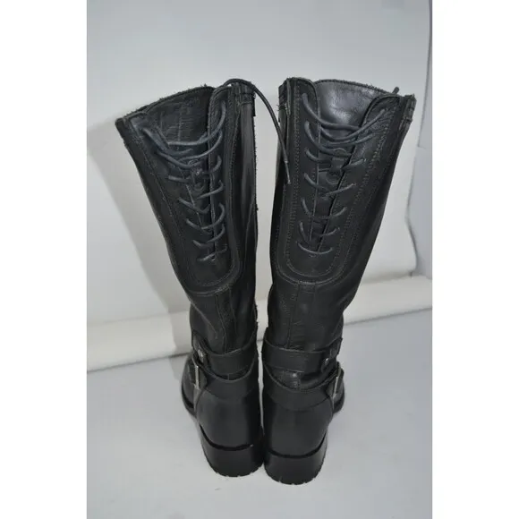 SONORA Harness Black Leather Moto Biker Riding Tall Boots Womens Size 7.5 SN1800
