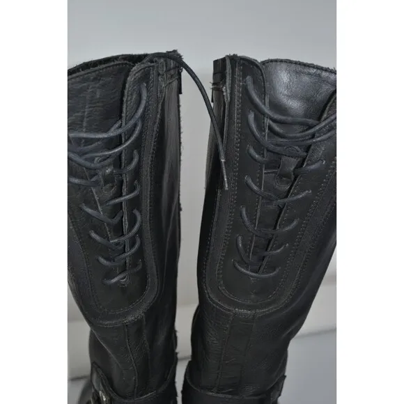 SONORA Harness Black Leather Moto Biker Riding Tall Boots Womens Size 7.5 SN1800