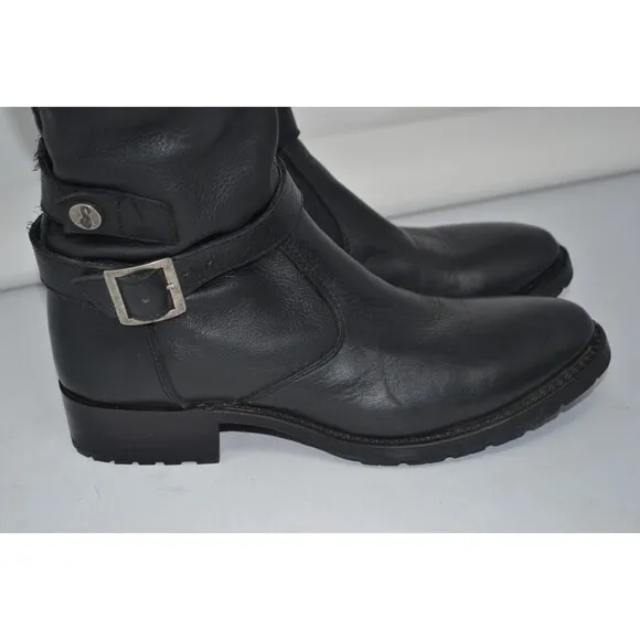 SONORA Harness Black Leather Moto Biker Riding Tall Boots Womens Size 7.5 SN1800