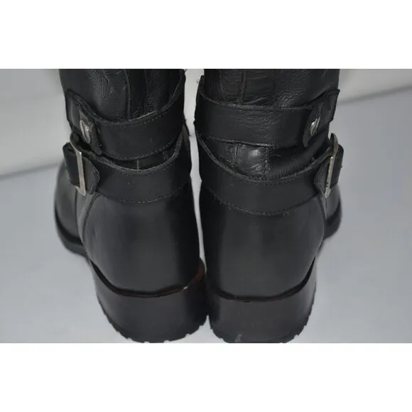 SONORA Harness Black Leather Moto Biker Riding Tall Boots Womens Size 7.5 SN1800