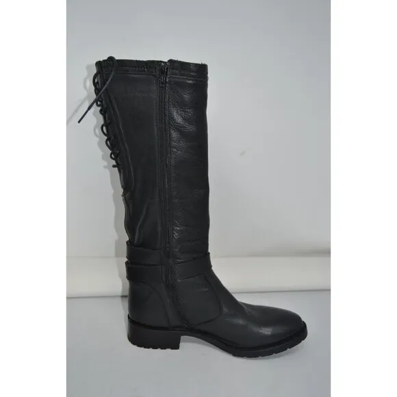 SONORA Harness Black Leather Moto Biker Riding Tall Boots Womens Size 7.5 SN1800