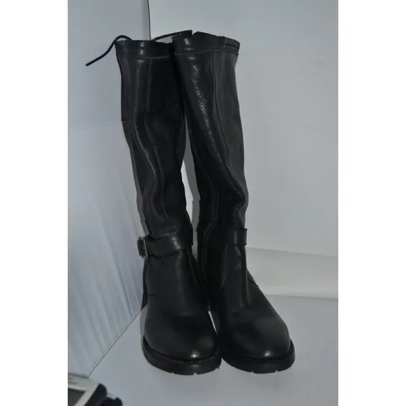 SONORA Harness Black Leather Moto Biker Riding Tall Boots Womens Size 7.5 SN1800