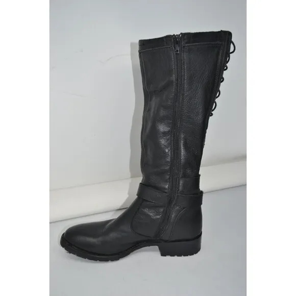 SONORA Harness Black Leather Moto Biker Riding Tall Boots Womens Size 7.5 SN1800