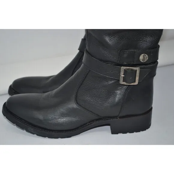SONORA Harness Black Leather Moto Biker Riding Tall Boots Womens Size 7.5 SN1800