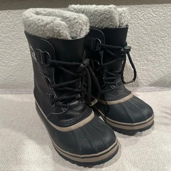 Sorel Black Yoot Pac Nylon Waterproof Boots