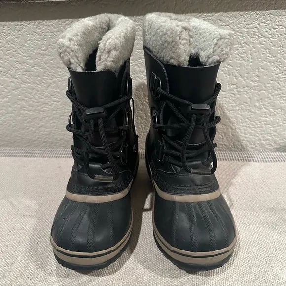 Sorel Black Yoot Pac Nylon Waterproof Boots
