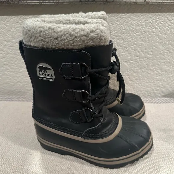 Sorel Black Yoot Pac Nylon Waterproof Boots