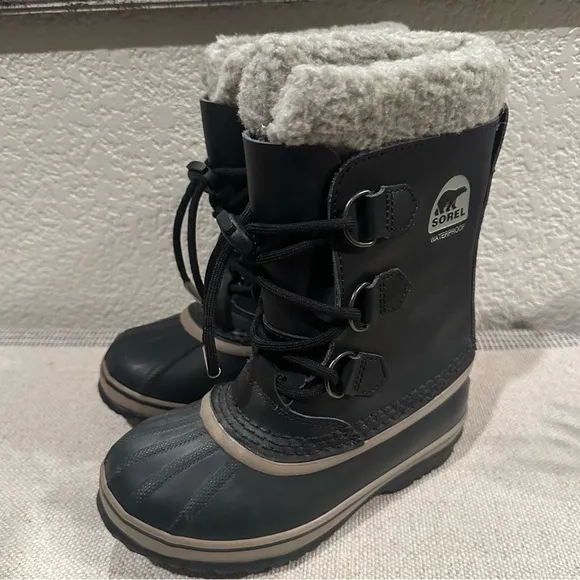 Sorel Black Yoot Pac Nylon Waterproof Boots