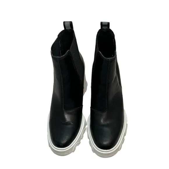 Sorel Brex Chelsea Heeled Womens Size 7.5 Waterproof Pull On Boots Black White