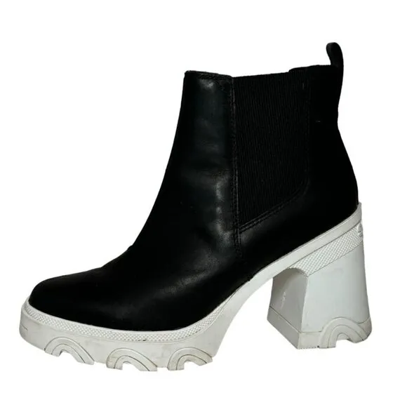 Sorel Brex Chelsea Heeled Womens Size 7.5 Waterproof Pull On Boots Black White