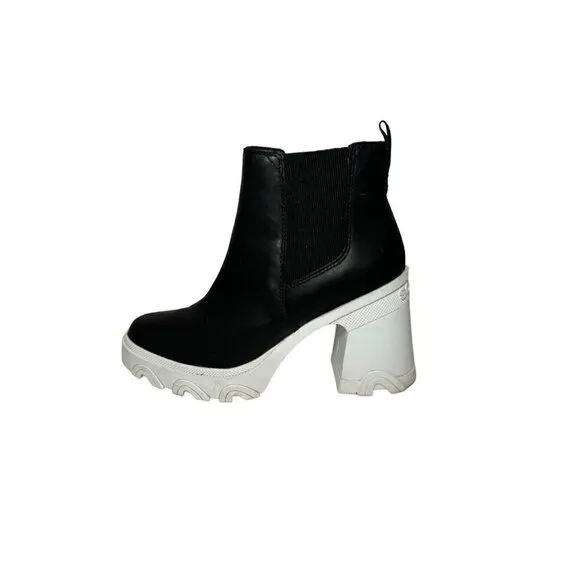 Sorel Brex Chelsea Heeled Womens Size 7.5 Waterproof Pull On Boots Black White